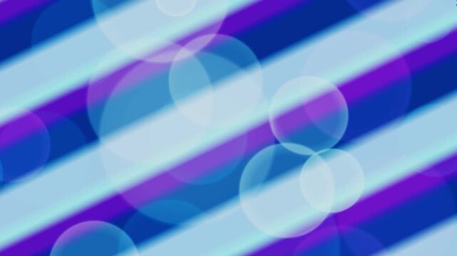 Vibrant blue and purple stripes intersect with glowing white circles