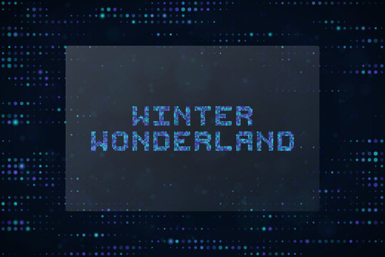 Digital Winter Wonderland Text Design with Pixelated Dot Matrix Style for Holiday Tech Backgrounds and Seasonal Web Graphics