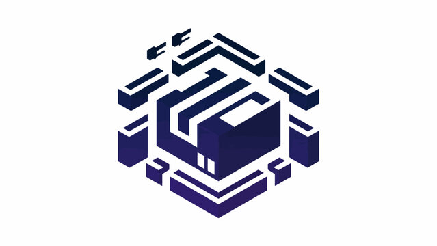 A digital isometric cube representing modern data processing and abstract technology