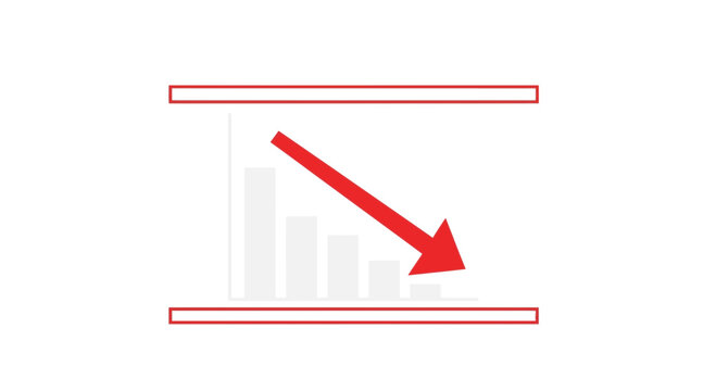 Red Arrow Downward Trend Graph Bar Chart Illustrating Financial Decline