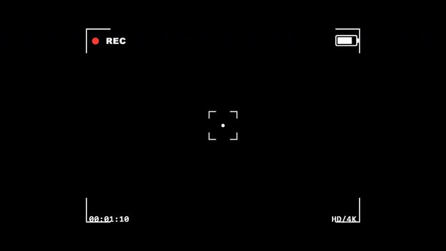 Camera recording screen overlay with alpha channel minimalist white dslr viewfinder display video production 4K