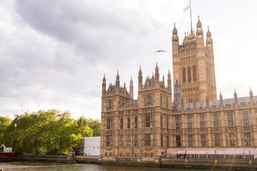 Obraz premium Victoria Tower and House of Commons at the Palace of Westminster