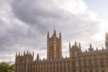 Obraz premium Victoria Tower and House of Commons at the Palace of Westminster