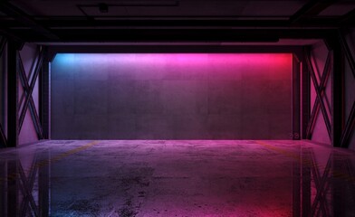 Fototapeta premium 3d illustration. Underground bunker or subway station or factory