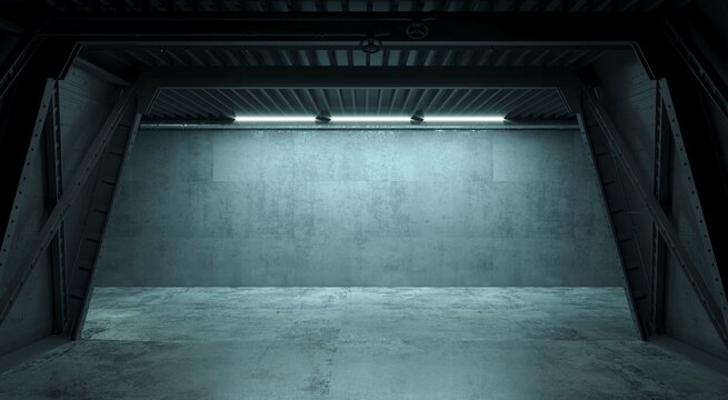 Underground bunker or subway station or factory