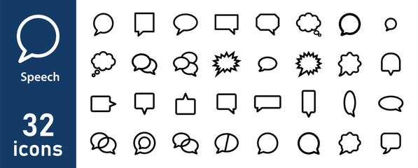 Speech bubble icons: dialogue, chat, messages, comments, ideas © liubomir118809
