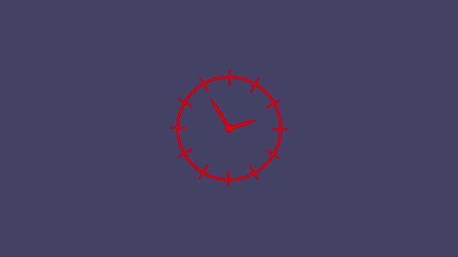 Abstract analog face clock icon .Analog wall clock icon ,neon sing clock icon animation on background.