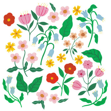 Colorful hand painted flowers