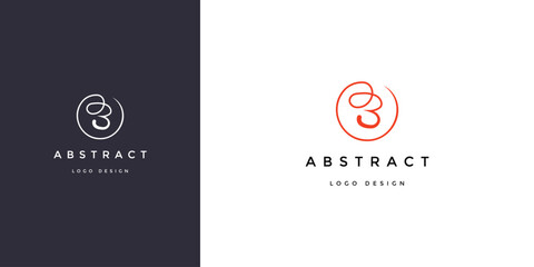 Vector abstract logo design with letter B and circle on black and white background for branding and business identity purposes easily editable © Designer996