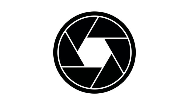 Single minimalist black camera shutter aperture lens diaphragm icon.
