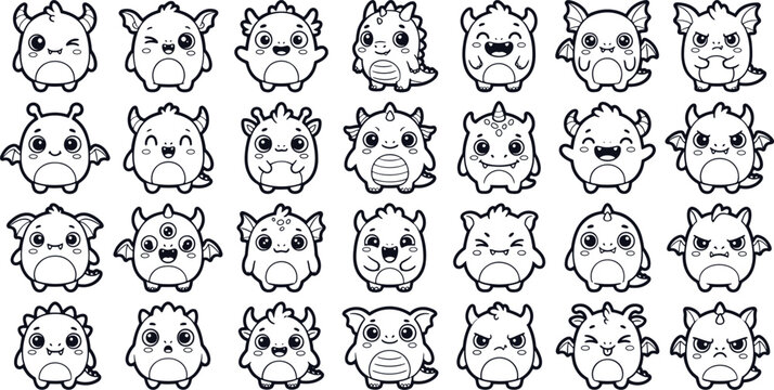 Black and white of 28 different monkey faces in various expressions