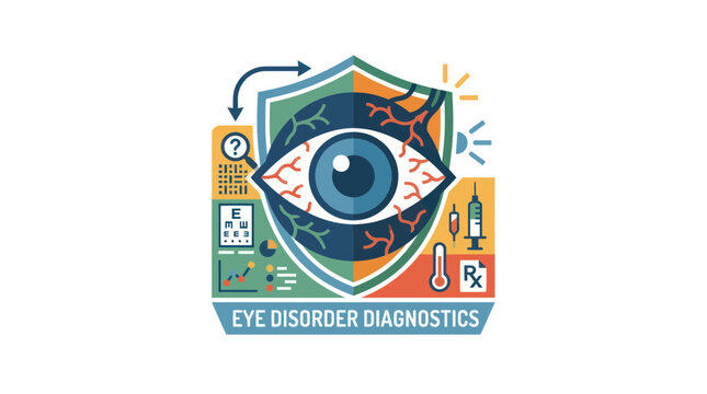 Eye Disorder Diagnostics: Medical Illustration of Vision Health and Ophthalmology