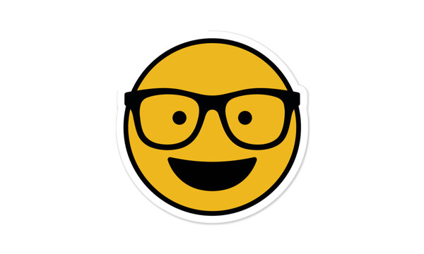 Yellow nerd emoji face with black glasses and buck teeth