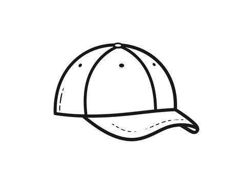 Simple line art baseball cap headwear icon isolated on white