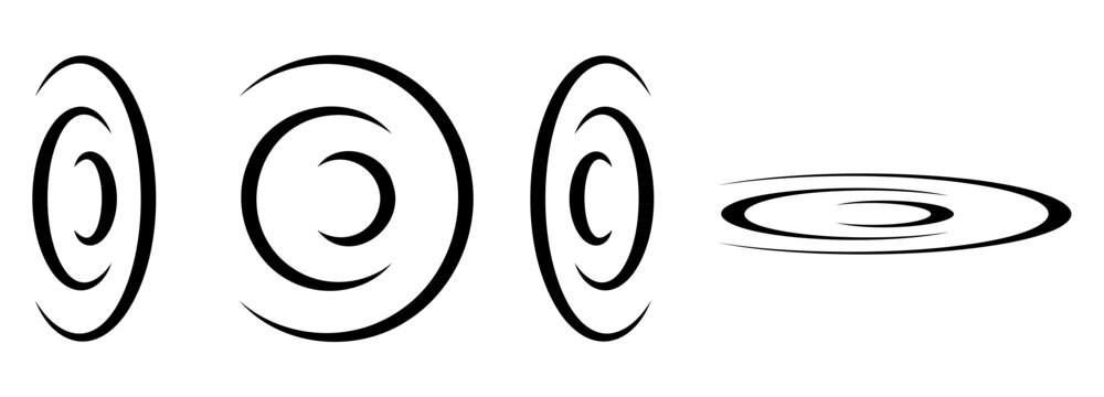 circle wave resonance loops. circular expansion ripples and sound wave resonance loops representing signal transmission impact vibration concept