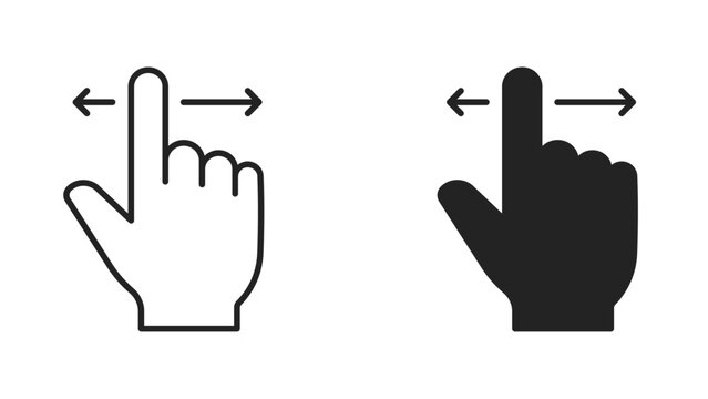 hand swipe gesture icon. hand swipe left and right gesture icon for touchscreen navigation and interface control