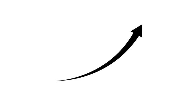 Black color arrow rising transparent channel. Abstract arrow growth chart of economy icon black color animated down to up arrow animation, on a white background, direction animation,with ...