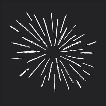 Hand drawn firework element. Crayon or pencil doodle sketch with spark burst