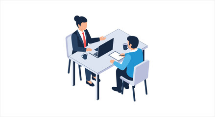 Fototapeta premium Two people in a business meeting discussing work.