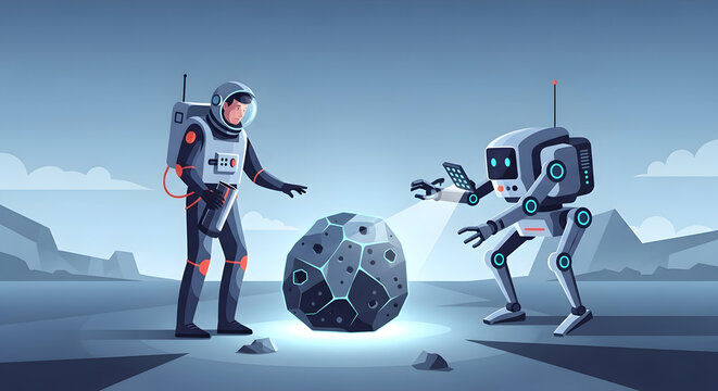 Artificial intelligence ai robot and human trading space data