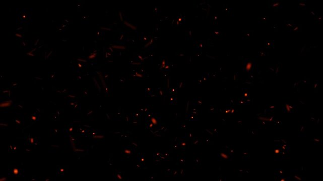 Fire particles animation, floating burning embers overlay, glowing spark background, cinematic ash effect, abstract wildfire atmosphere, realistic flame debris