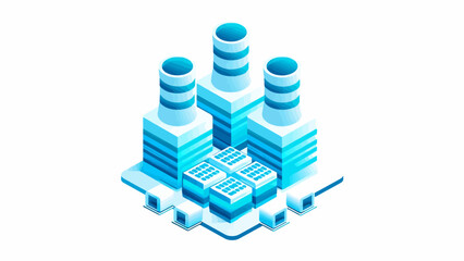 Fototapeta premium An isometric illustration of a modern industrial power plant facility