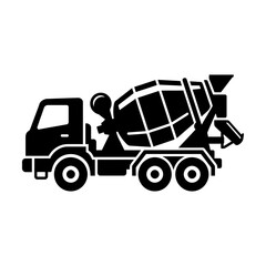 Fototapeta premium Clean concrete mixer truck for construction projects, featuring a modern heavy vehicle icon design for building and industrial infrastructure themes.