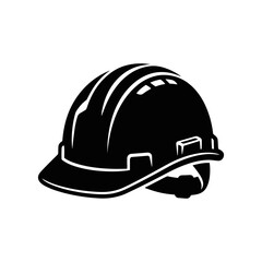 Fototapeta premium Black and white hard hat and safety helmet glyph icon representing construction site safety and industrial labor protection.