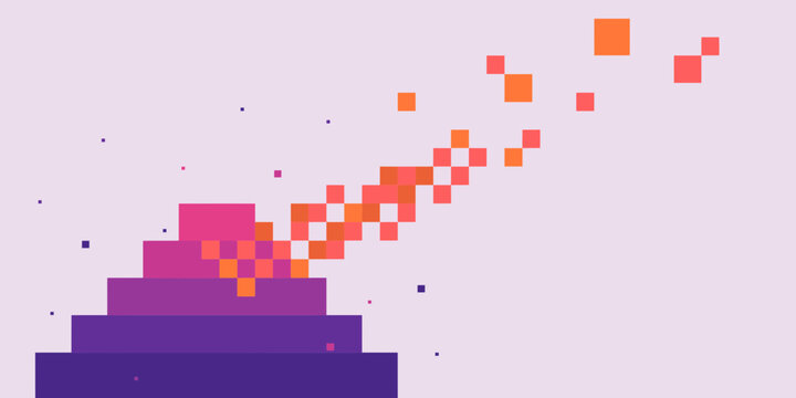 Purple Pyramid Exploding Pixel Art