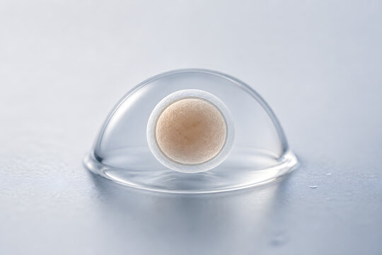 Single denuded egg in culture media dome
