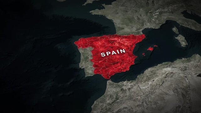 Spain Highlighted on Political Map of Europe &ndash; Geographic Location and National Territory