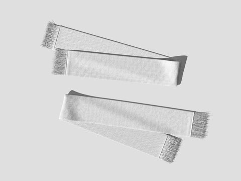 Realistic Flat Lay White Fan Scarf Mockup on Plain Surface 3D Rendering