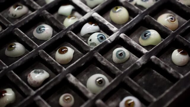 Close Up of Prosthetic Eyes in a Display
