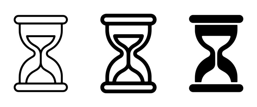 Hourglass Icons Set, Time Measurement Symbols, Sand Timer Graphics, Countdown Clocks, Vintage Timekeeping, Modern Digital Icons, Business Management Tools
