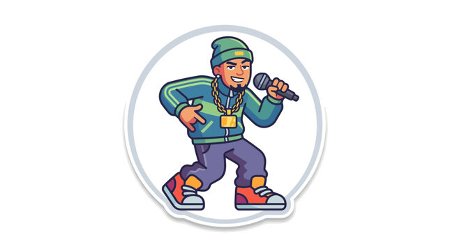 Pixel Art Rapper Singing with Microphone and Gold Chain
