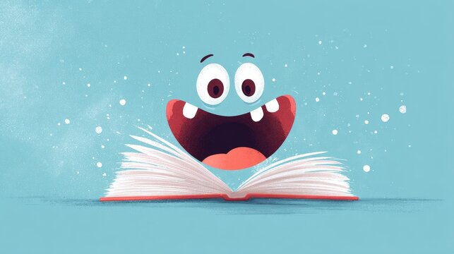 Happy Open Book Character with Gap Tooth Smile, Cheerful Reading Education Mascot Illustration