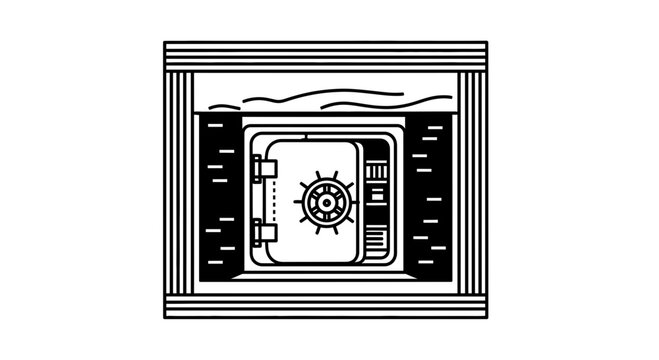 Secure Vault Door with Combination Lock Icon, Safe Deposit Box, Financial Security Concept