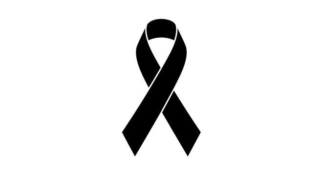 Black ribbon symbol for breast cancer awareness and support graphic design