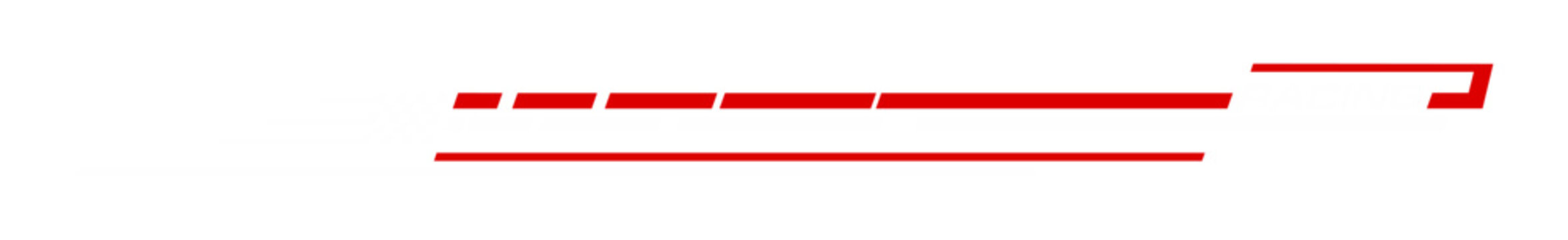 Race car, motocross competition sticker or tag. Motocross and rally sticker, speed championship decal vector label. Drag racing motorsport patch or car race competition red and white stripe tag