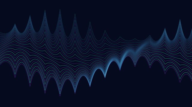 Abstract Blue Guilloche Wave Pattern Undulating Over Dark Background