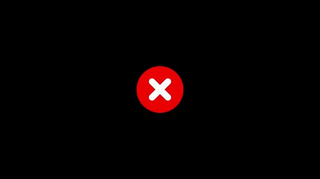 A stark red circle with a bold white cross symbol prominently displayed in the center against a completely black background indicating a negative result or incorrect action