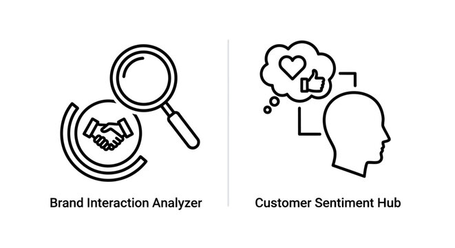 Brand interaction analyzer and customer sentiment hub consumer behavior icons