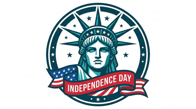 Independence day symbol with statue of liberty