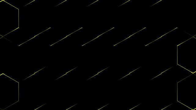 Yellow Neon Glowing Hexagon Grid Abstract Sci-Fi Cyberpunk Tech Loop Motion Graphics Background VJ