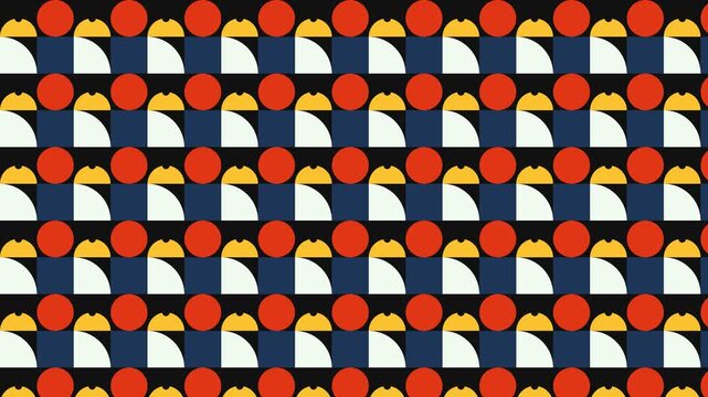Bauhaus Inspired Abstract Geometric Pattern Sliding Horizontally on a Digital Motion Background