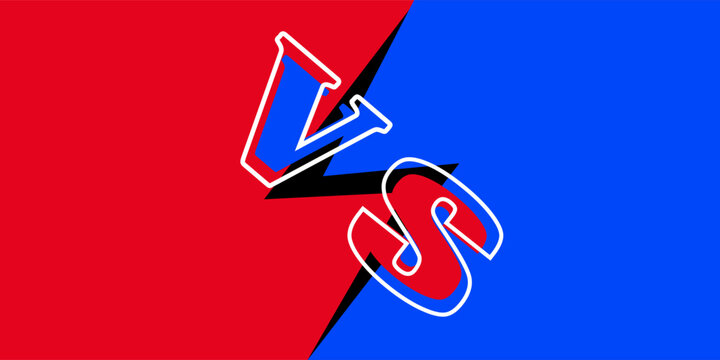 Versus logo red vs blue letters for sports design, fight icon. Vector illustration