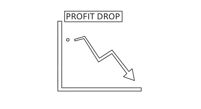 Profit Drop Graph Arrow Down, Business Decline, Financial Crisis Concept