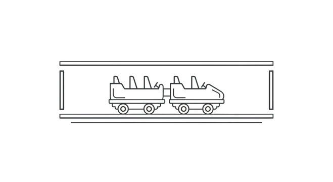 Roller Coaster Car Icon, Amusement Park Ride, Thrill Ride, Vector Illustration