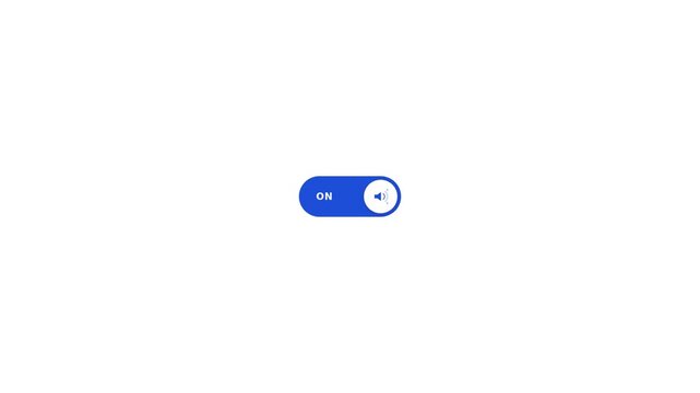Minimalist blue toggle switch button set to the on position on a white background.
