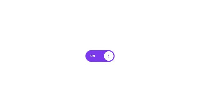 Minimalist purple toggle switch button set to the on position for user interface design.